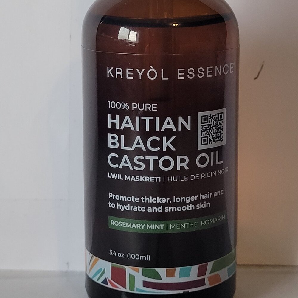 Haitian Black Castor Oil for Hair Growth Rosemary Mint by Kreyol Essence 3.4 oz